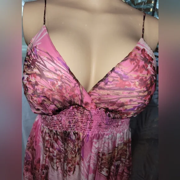 Elegant Pink Floral Maxi Dress Size # S - Picture 4 of 14